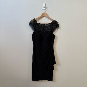 Le Chateau (NWT) black asymmetrical Sheath flutter cap sleeve bling dress💜